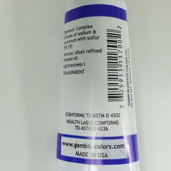 Gamblin Artist Oil Colors Ultramarine Blue 37ml Series 3 - Picture 4 of 4